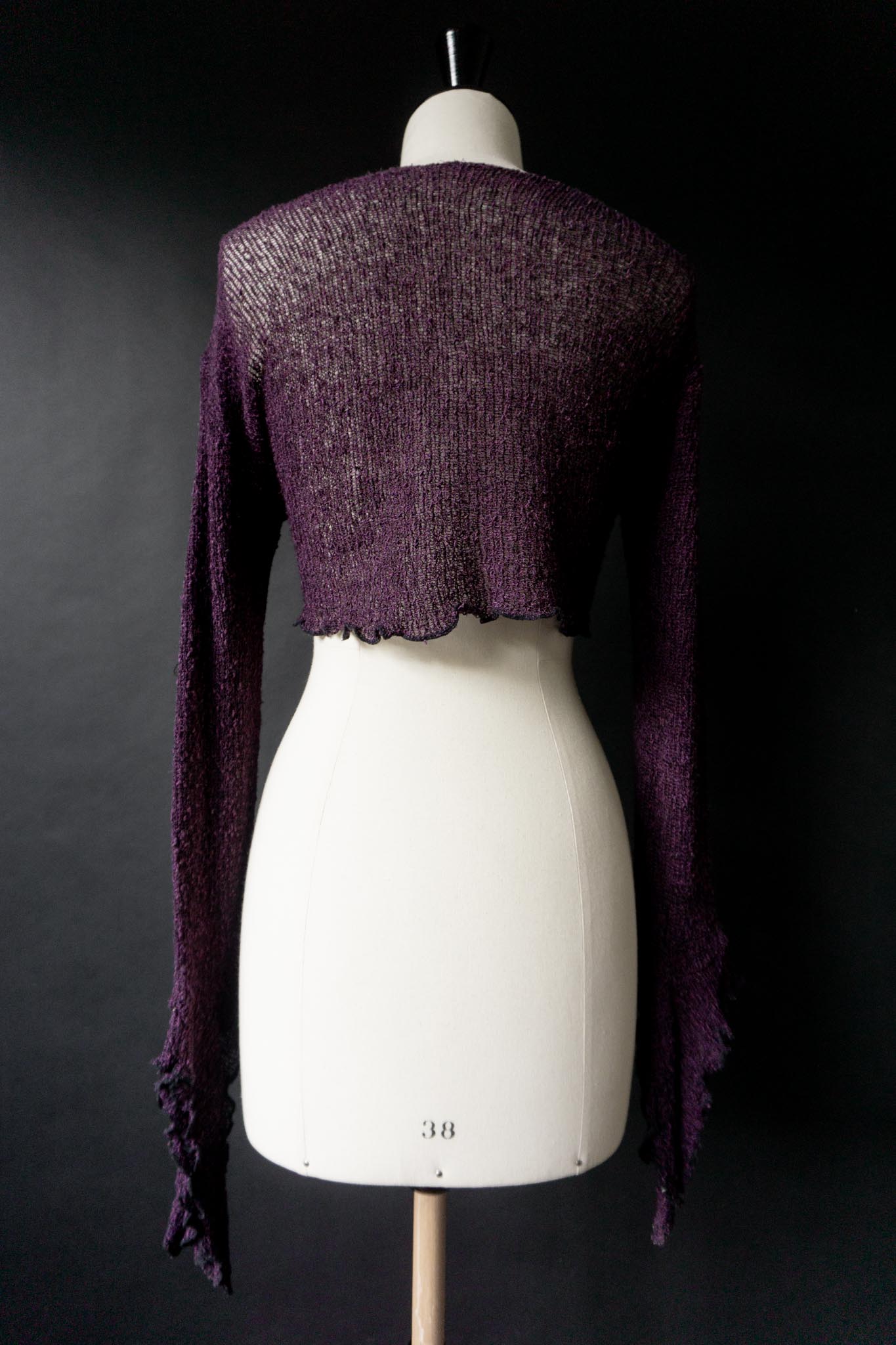 Vintage Wickelbolero, Purple, Rayon mit Glockenärmeln, XS–M