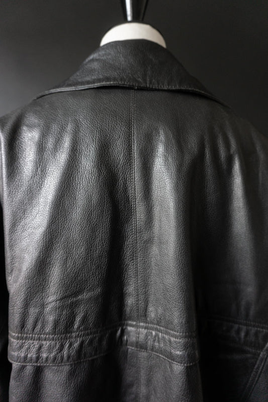 Vintage 90s Avantgarde Ledermantel, asymmetrisch, M–L