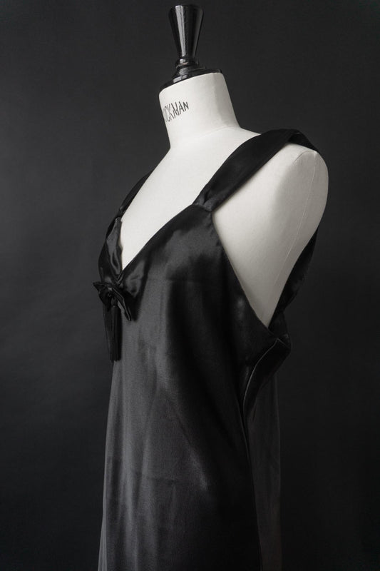 Vintage Slipdress mit Schleife & Troddel, M–L