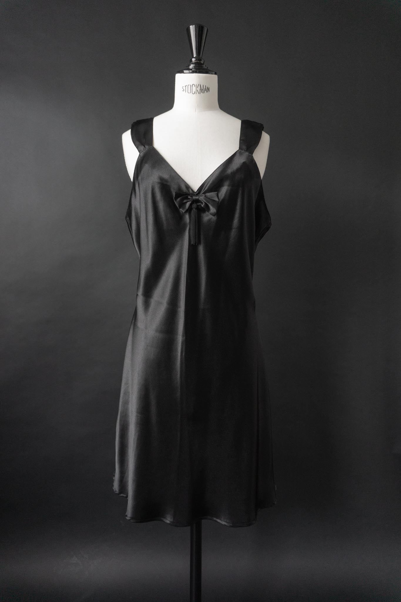 Vintage Slipdress mit Schleife & Troddel, M–L