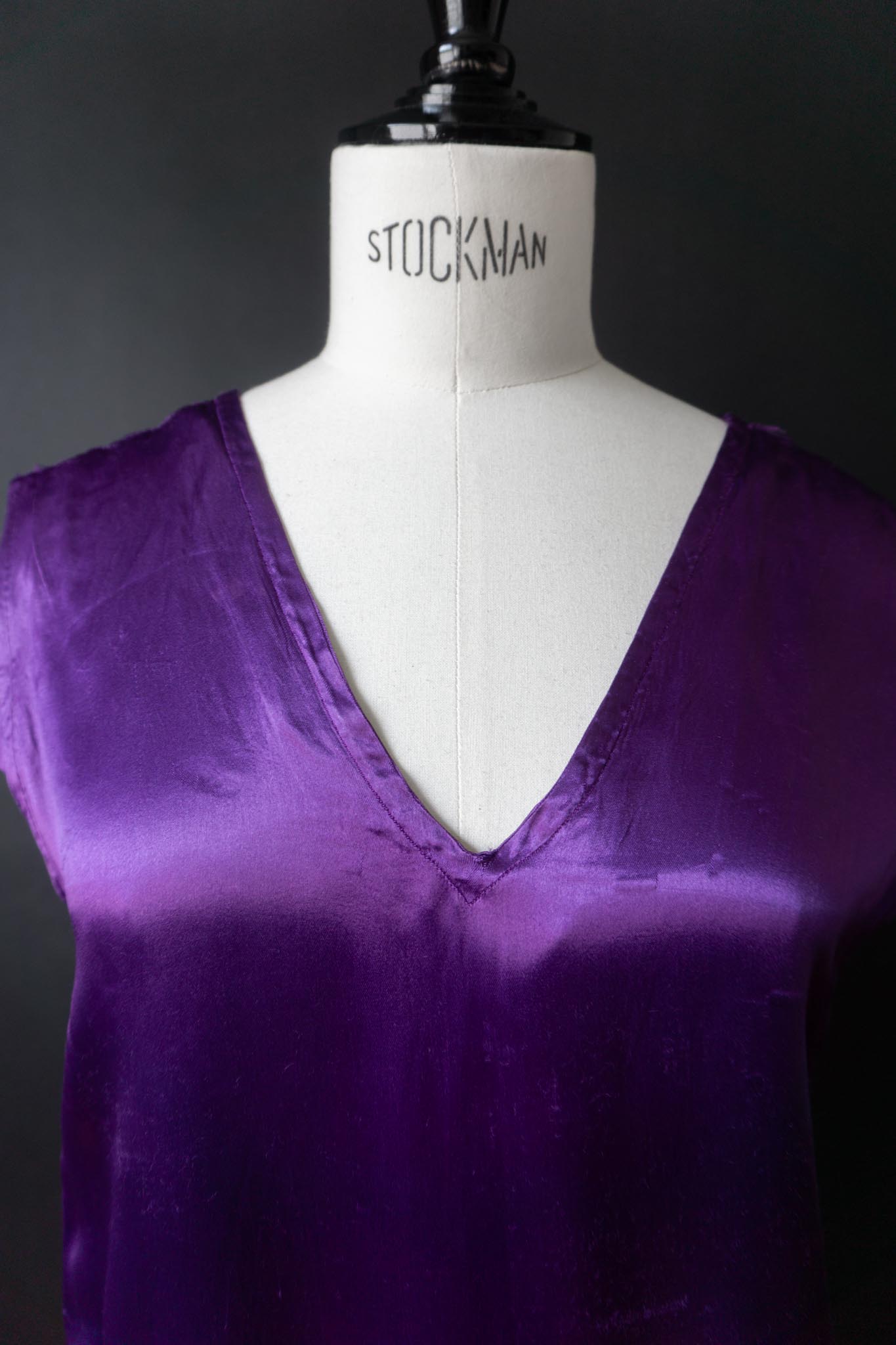 Vintage Charleston-Kleid, Viskose, Violett, XS–S