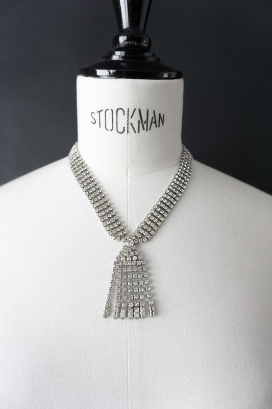 Vintage 80s Strasskette mit Fransen