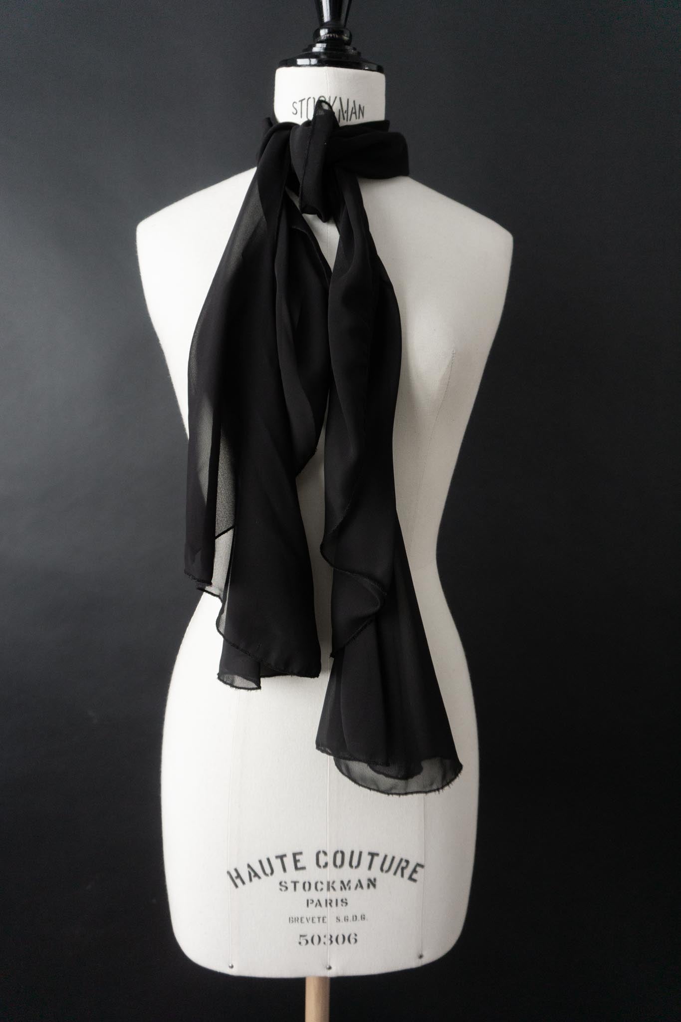 Vintage Chiffon Cape, Schwarz