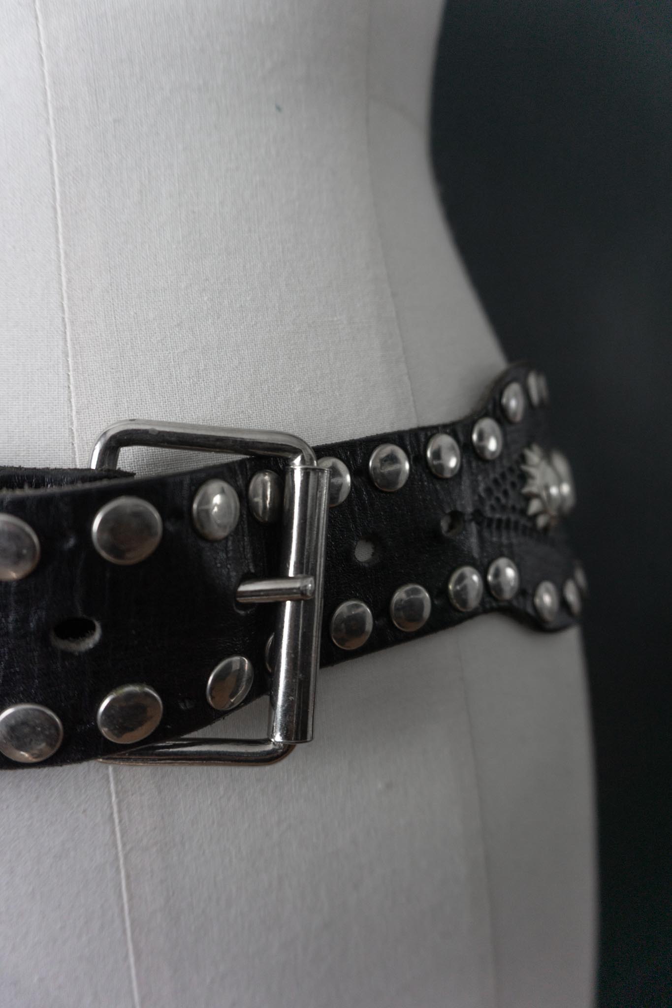 Vintage Nietengürtel 80s, Glamrock, S–L
