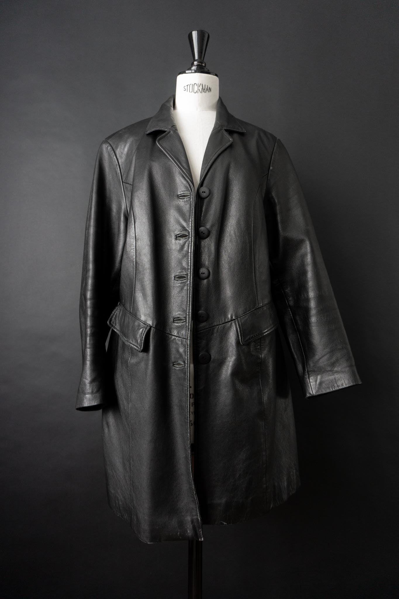 Vintage 90s Goth Ledermantel, S–M