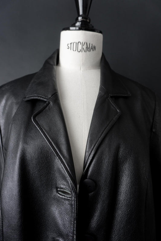 Vintage 90s Goth Ledermantel, S–M