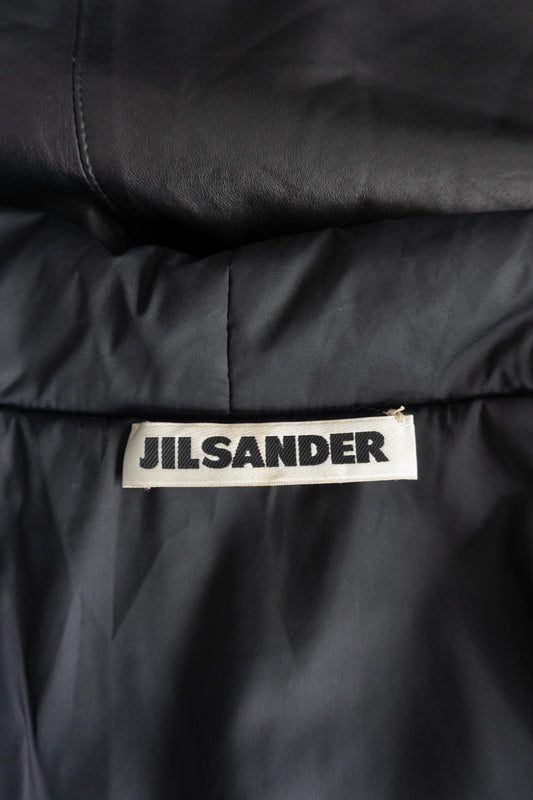 Vintage Jil Sander Ledermantel Schwarz, S–M