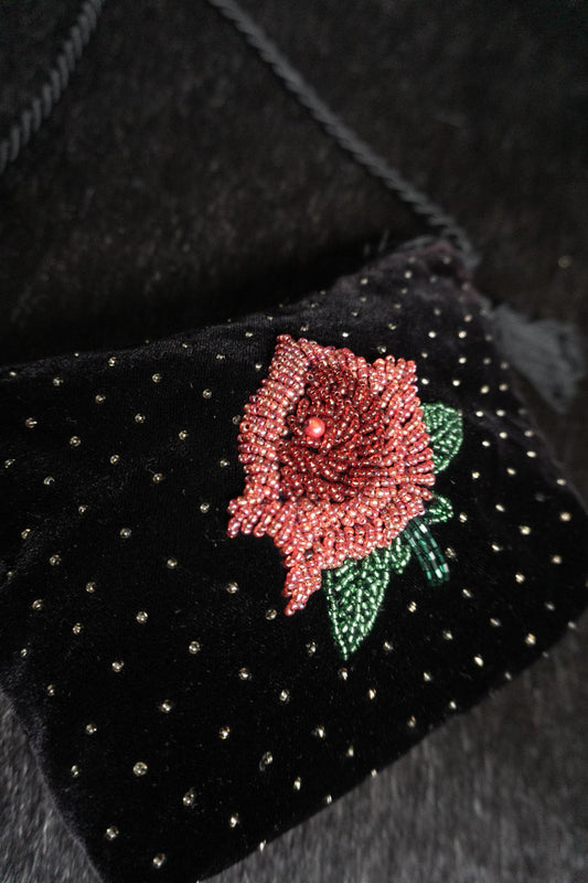 Vintage Whimsigoth Umhängetasche Rose Perlen