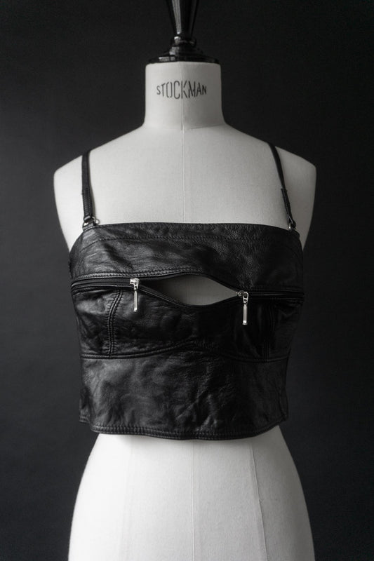 Vintage 80s Premium Ledertop, Zipper, XS–S