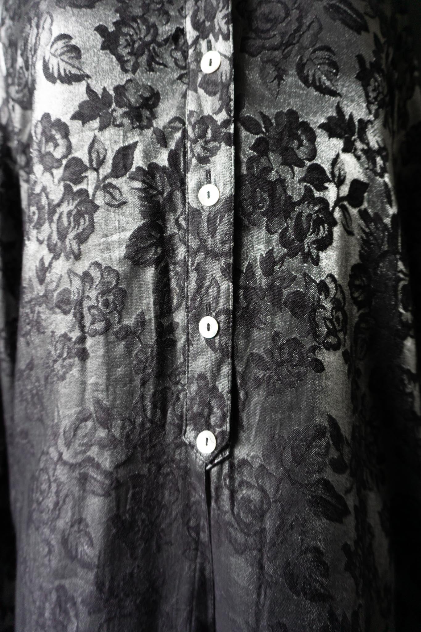 Vintage 90s Bluse, Silver Roses, M-L