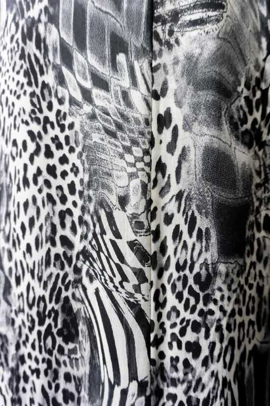 Vintage Midirock Animal-Print in Schwarz-Weiß, M–L