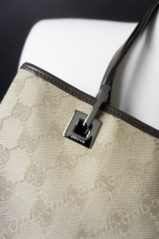 Vintage Gucci GG Canvas Shopper in Beige | Designer Schultertasche Monogram