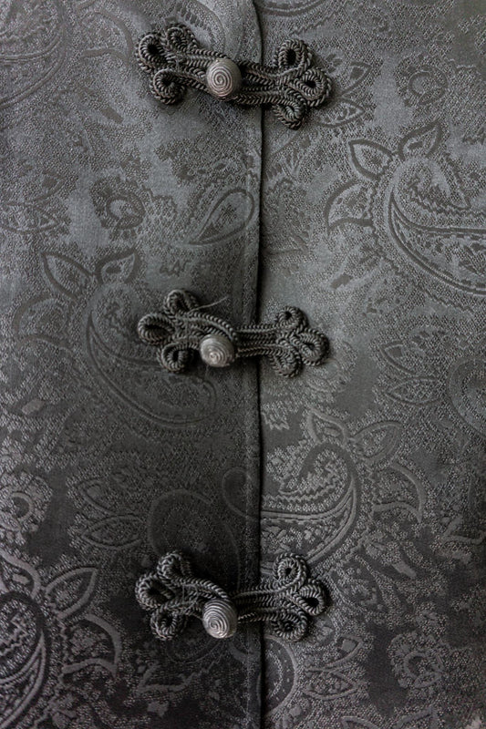 Vintage 80s Weste, Dark Paisley, L–XL