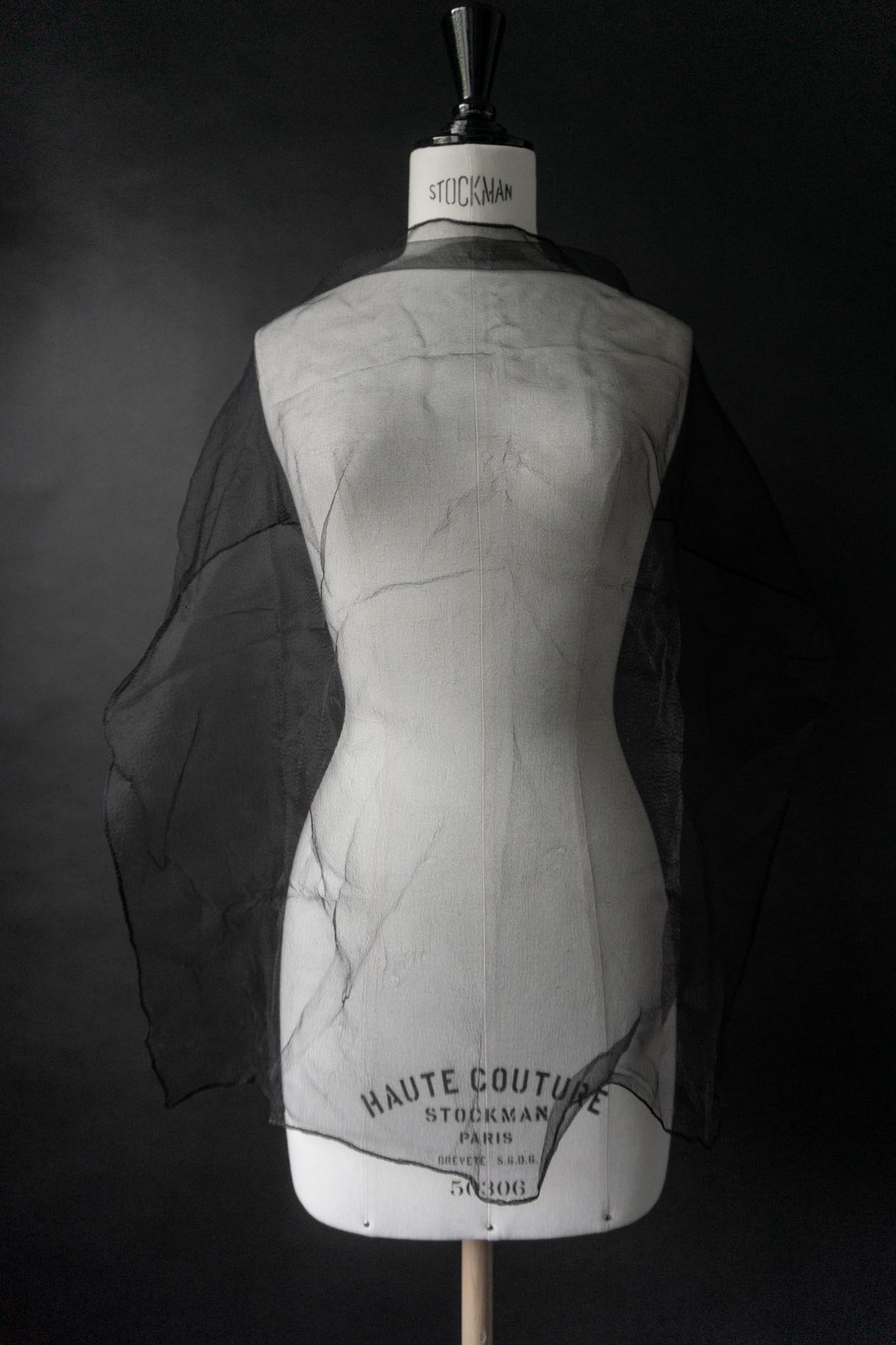 Transparentes schwarzes Vintage Chiffon-Tuch