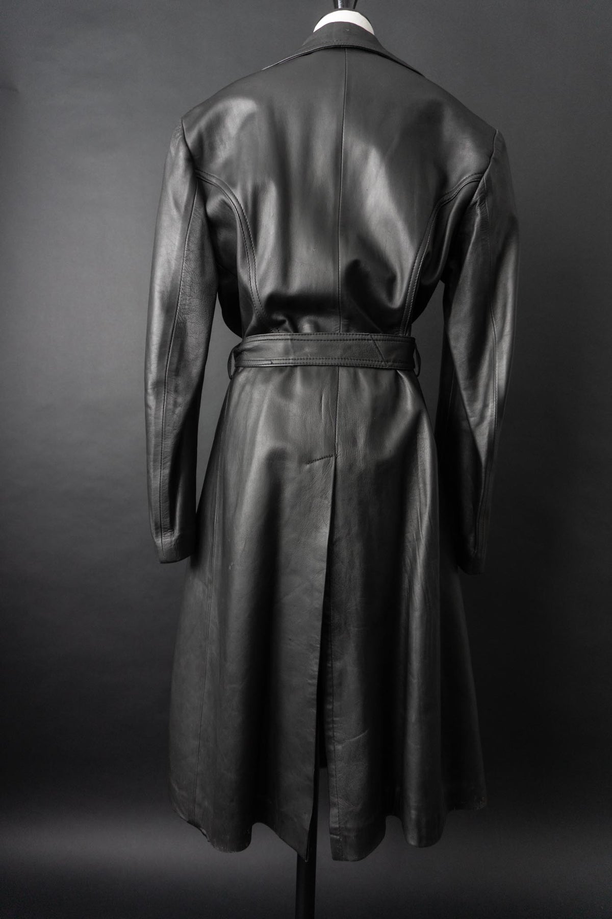 Vintage 90s Ledermantel, Schwarz, M–L
