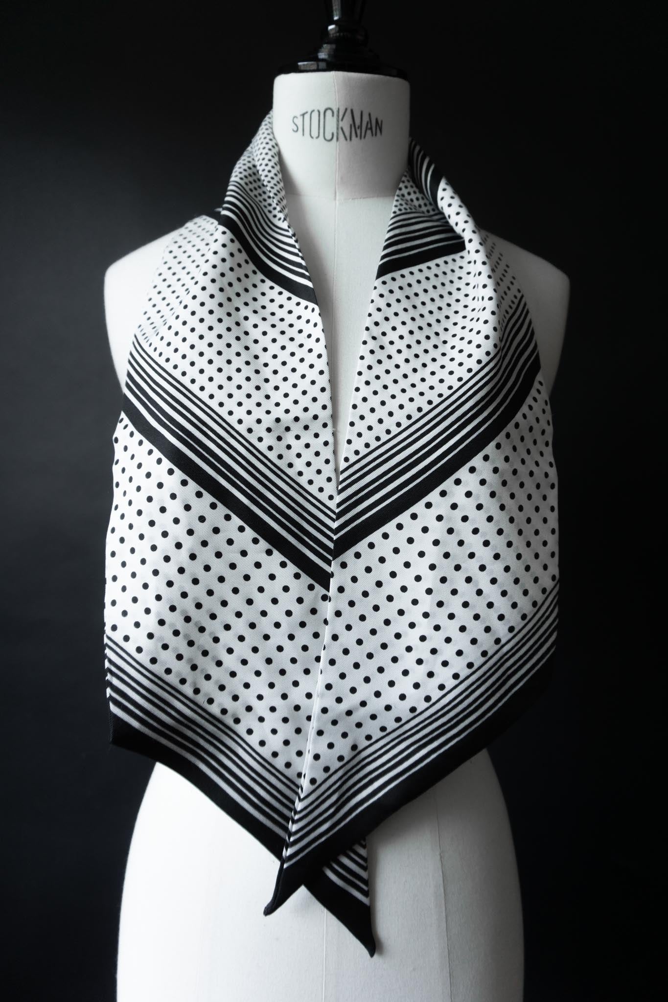 Schwarz-weißer Vintage Schal mit Polka Dots