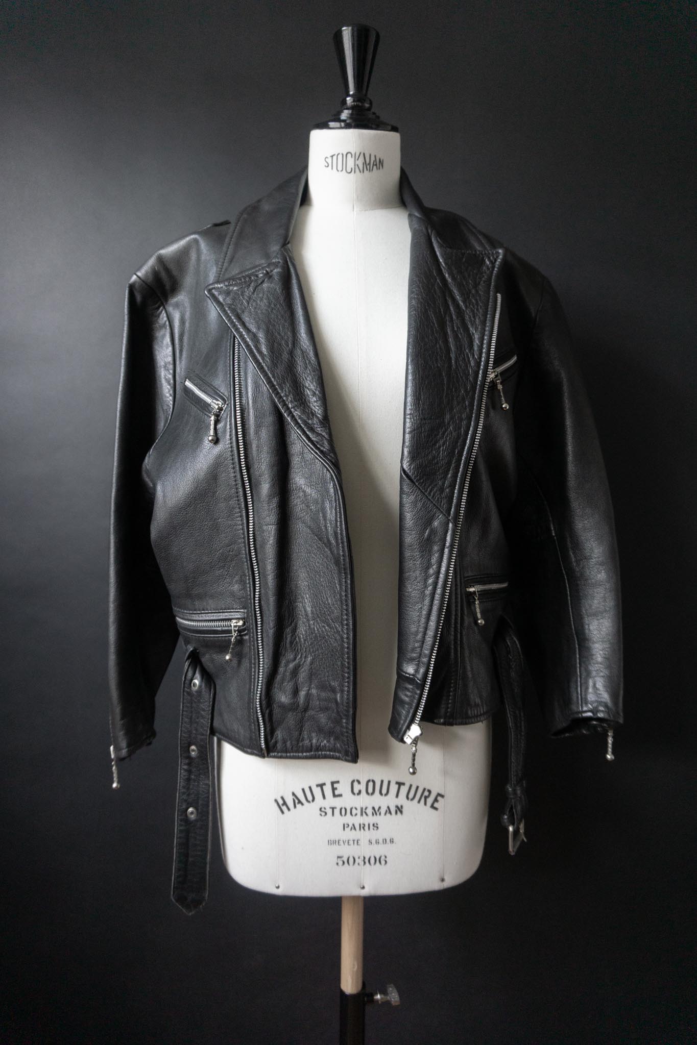 Vintage Bikerjacke, Nappaleder, Cropped, S–M