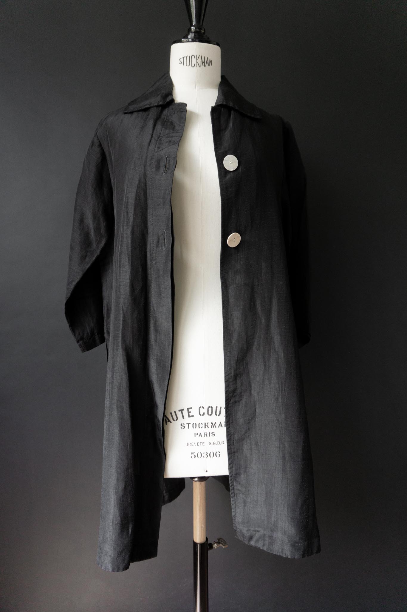 Vintage Bluse aus Leinen, Perlmuttknöpfe, S–M