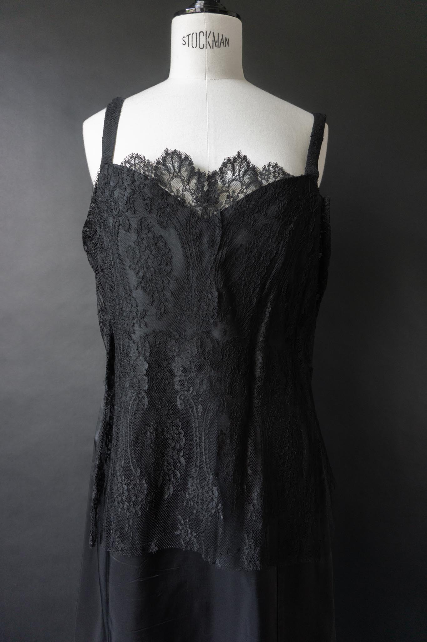 Vintage Slipdress mit Spitze, 70s Negligé, M–L