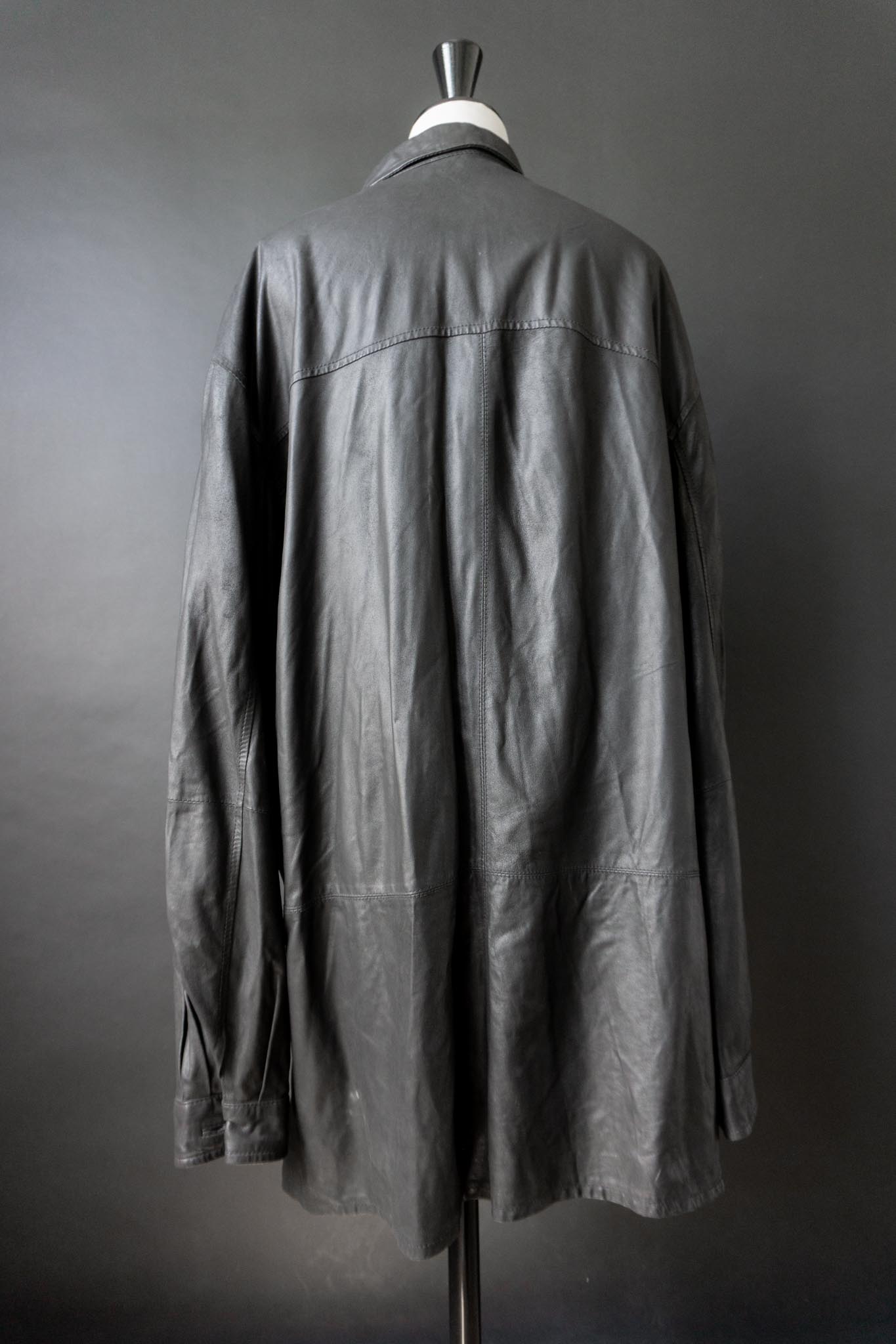 Vintage oversized Lederhemd, minimalistisch, 90s, L–XXL