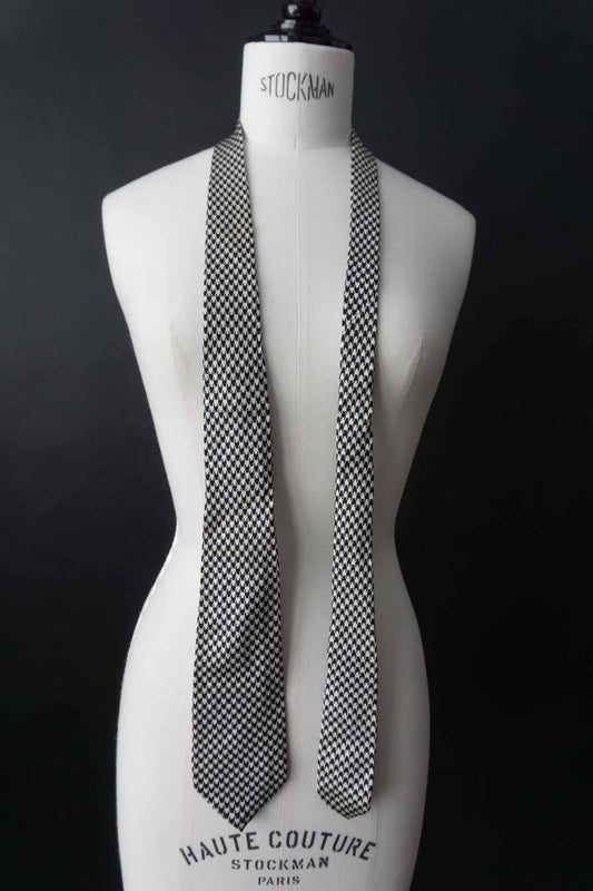 Vintage Hahnentritt-Krawatte in Schwarz-Weiß, 80s Retro Accessoire – theplaincircle vintage