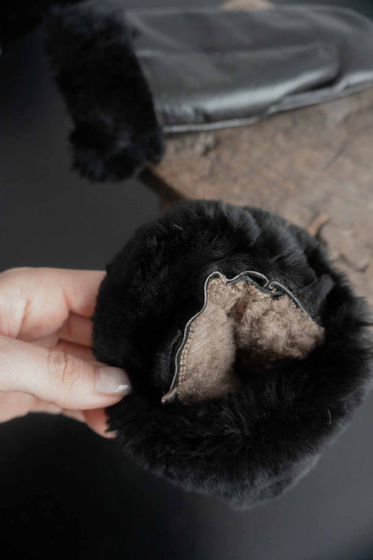 Vintage Lackleder-Fäustlinge Lammy Futter theplaincircle vintage