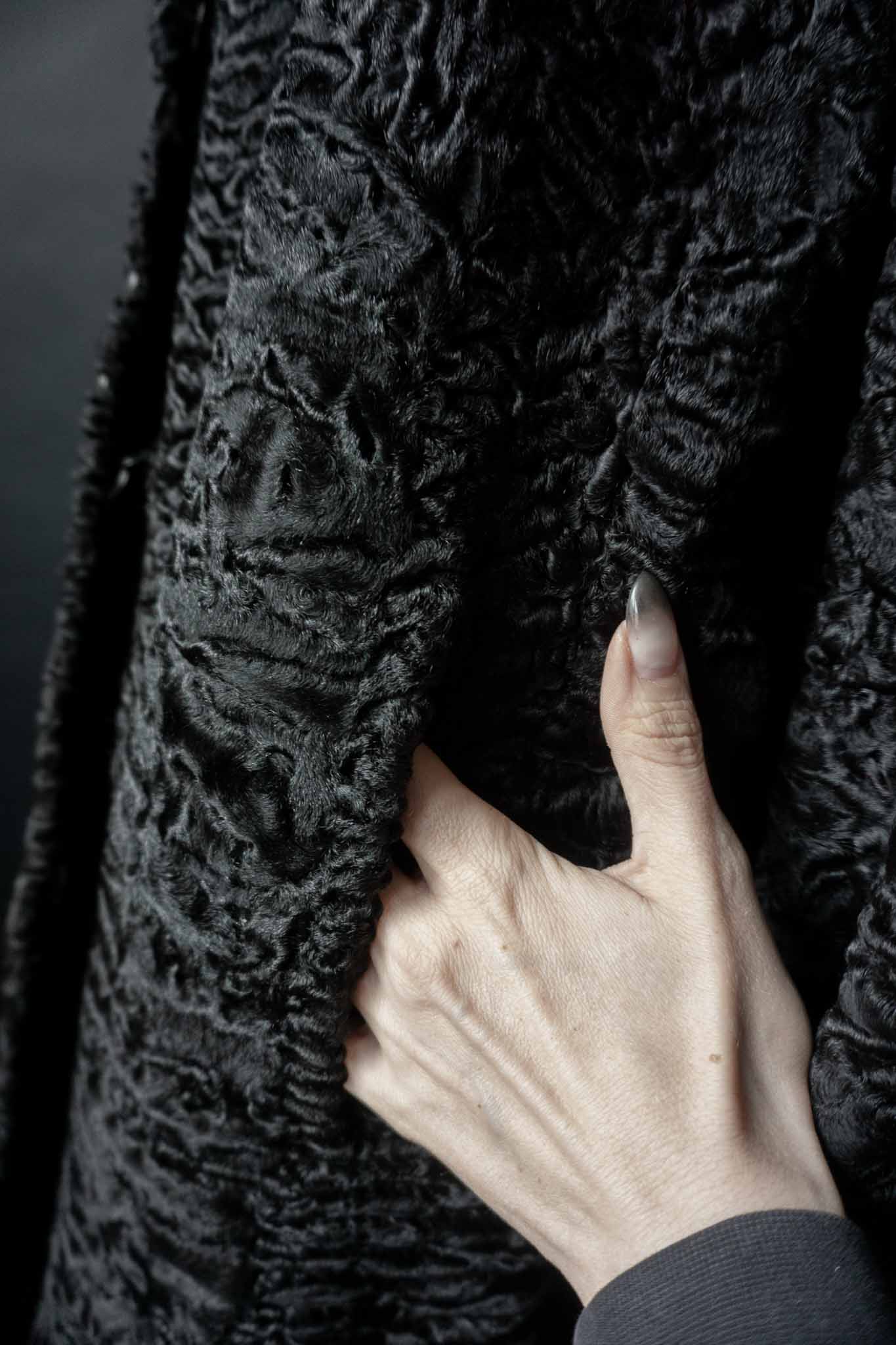 Vintage Swakara Persianer Mantel in Schwarz