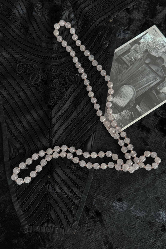 Vintage Rosenquarz Perlenkette – Edelstein Halskette
