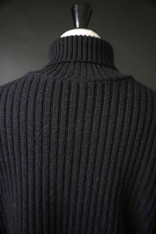 Vintage 90s Pullover Schwarz Rippstrick-Rollkragenpullover – theplaincircle vintage
