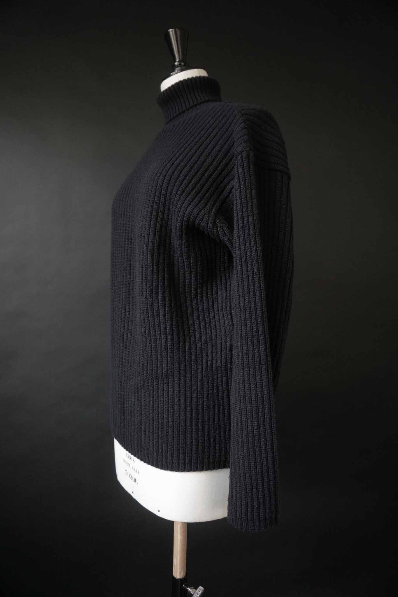 Vintage 90s Pullover Schwarz Rippstrick-Rollkragenpullover – theplaincircle vintage