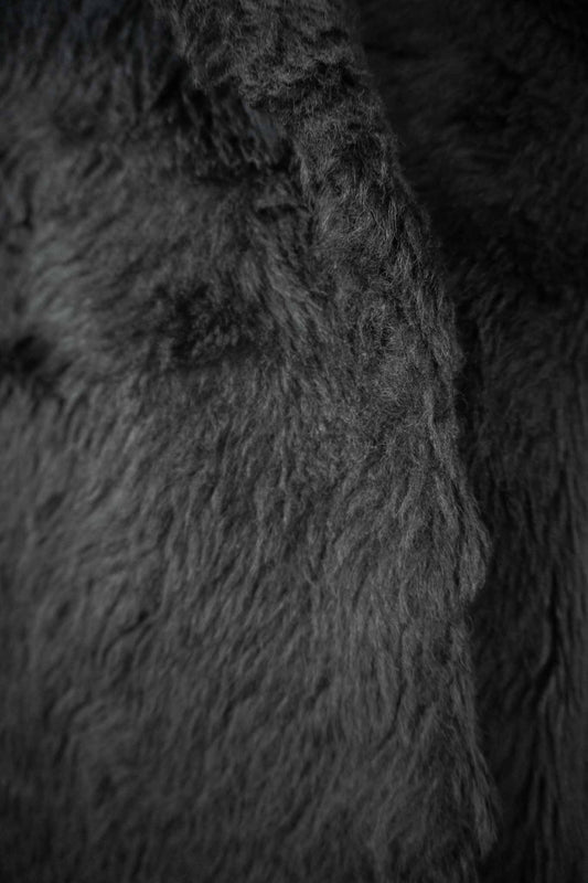 Vintage 70s Fake Fur Mantel in Schwarz – weiches Kunstfell, theplaincircle vintage