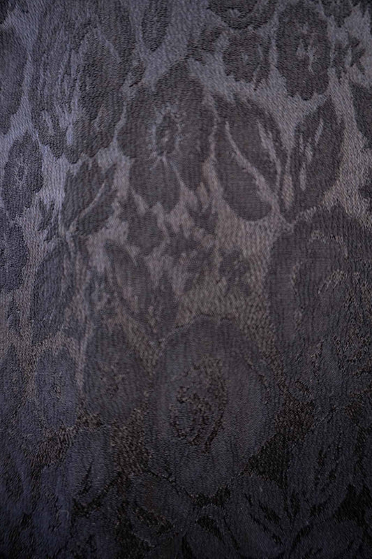 Schwarzes vintage Jacquardkleid mit Satin-Details, M–L theplaincircle vintage