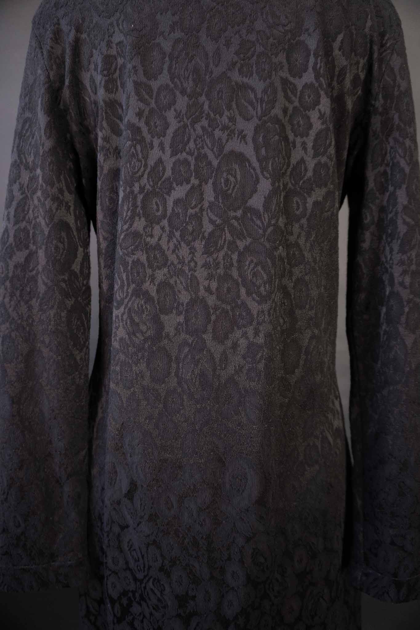 Schwarzes vintage Jacquardkleid mit Satin-Details, M–L theplaincircle vintage