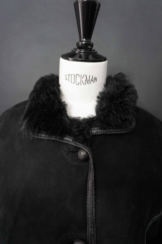 Vintage 80s Shearling Mantel, M–L