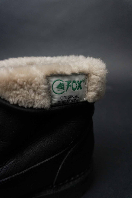 Vintage schwarze Shearling Boots aus Echtleder mit Lammfellfutter – 1980er Jahre