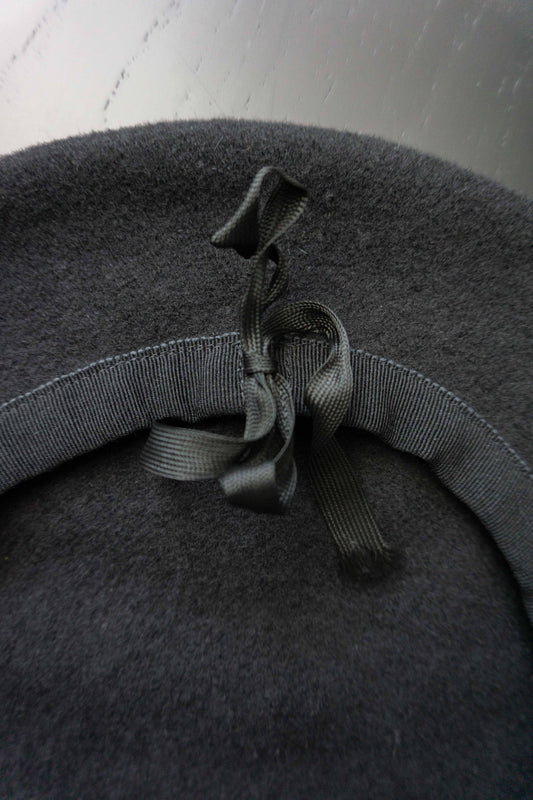 Vintage Baret, Wolle, Zugband, Schwarz theplaincircle vintage