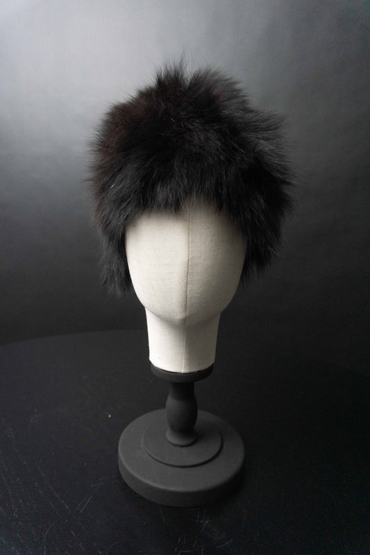 Vintage Pelzmütze, Schwarz, L theplaincircle vintage