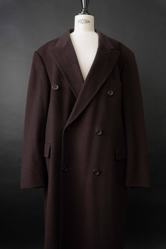 Dunkelroter Vintage Wollmantel aus den 80ern