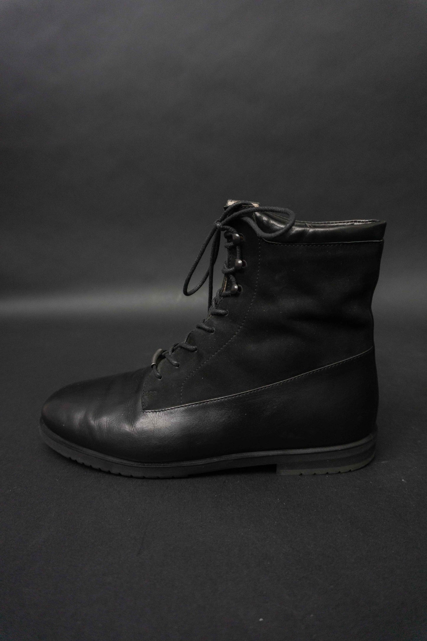 Vabene Vintage Leder Boots schwarz Damen Schnürstiefeletten