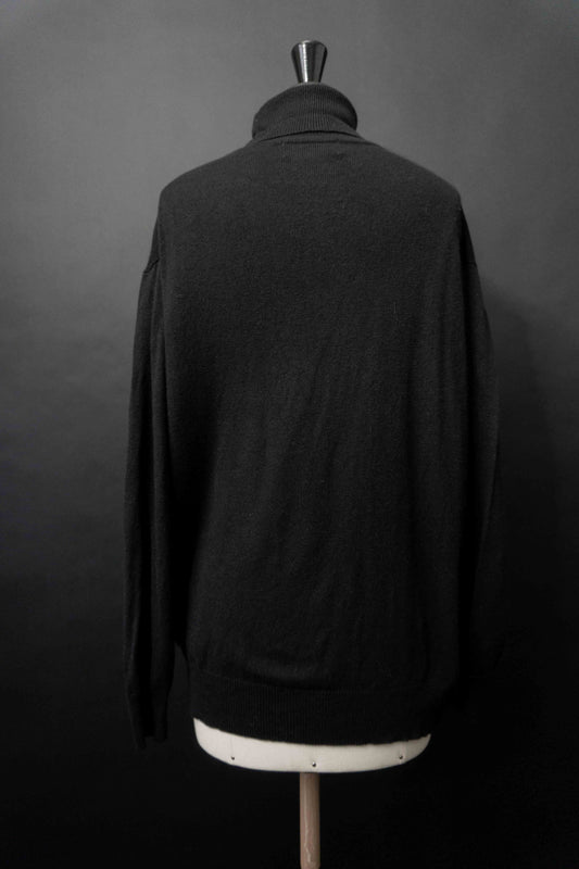 Schwarzer Rollkragenpullover aus Kaschmir-Seide