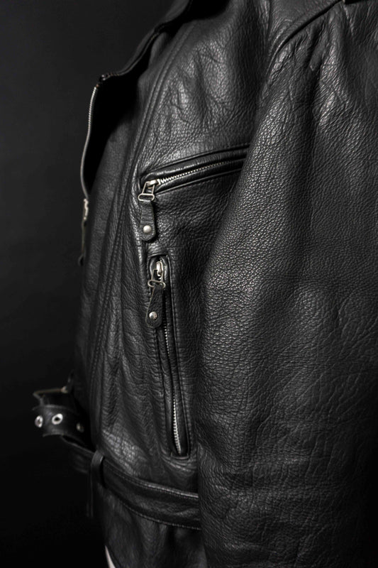 Vintage Biker Lederjacke Schwarz, M–L theplaincircle vintage