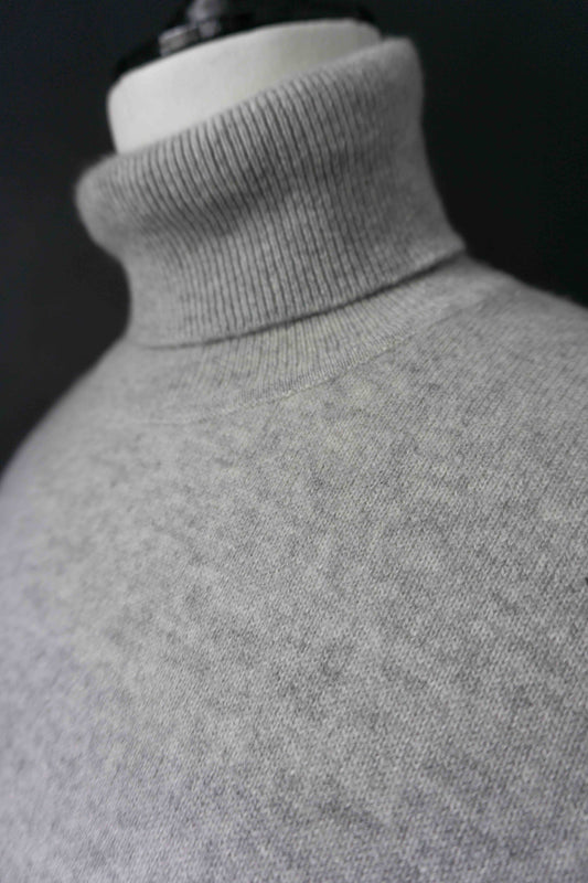 Vintage Rollkragenpullover aus 100% Kaschmir in Hellgrau
