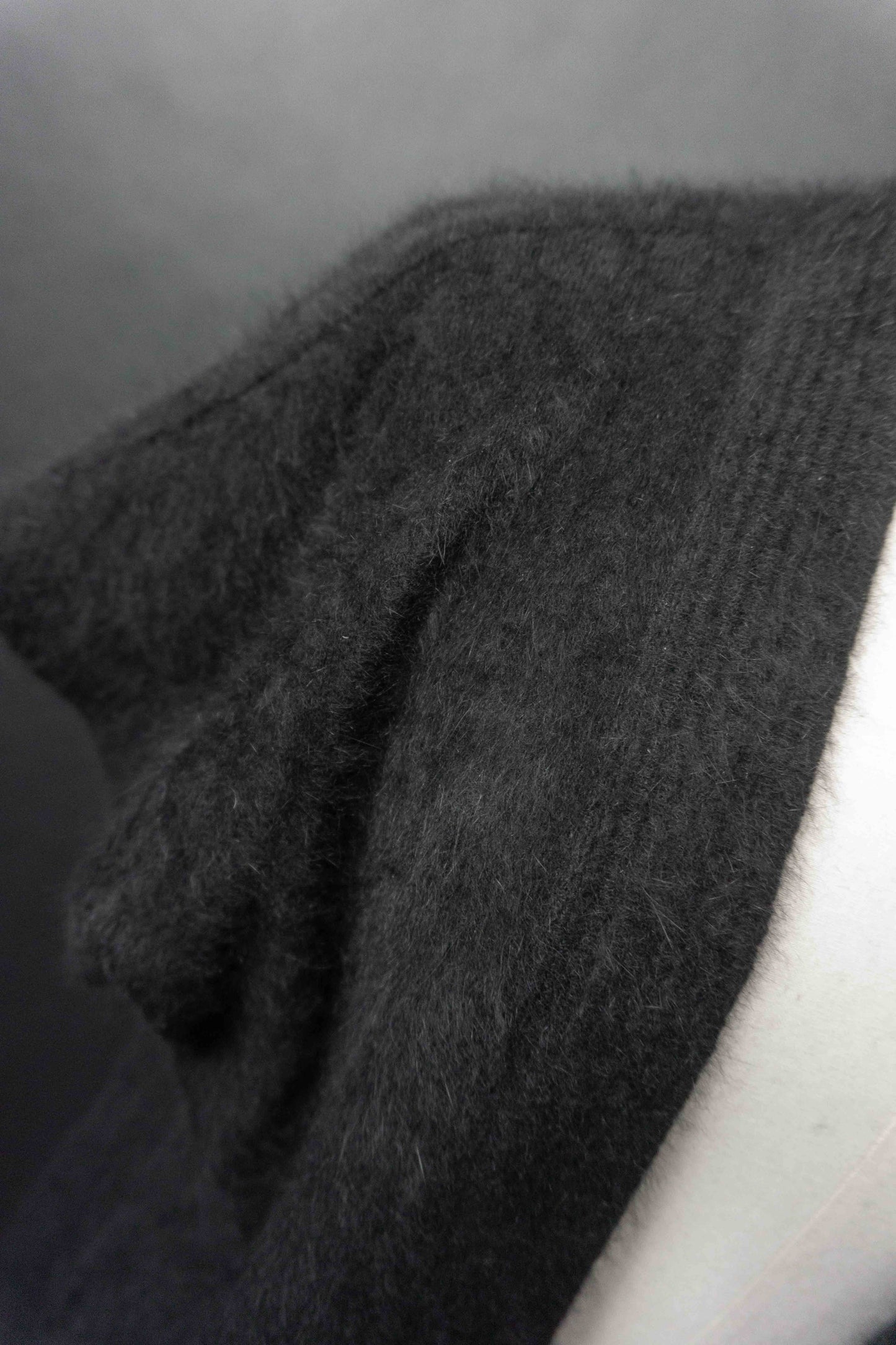 Vintage 70s Angora Strickweste, Schwarz, S–M theplaincircle vintage