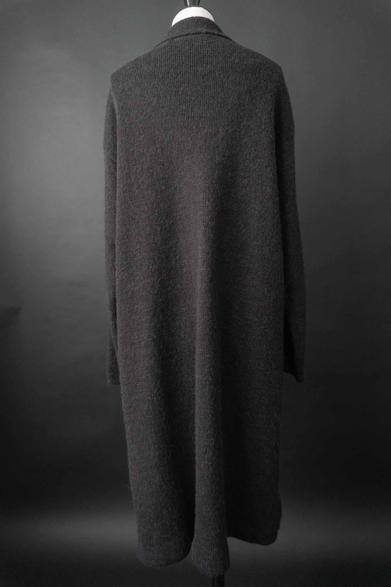 Schwarzer Vintage Strickmantel mit Sicherheitsnadel-Verschluss