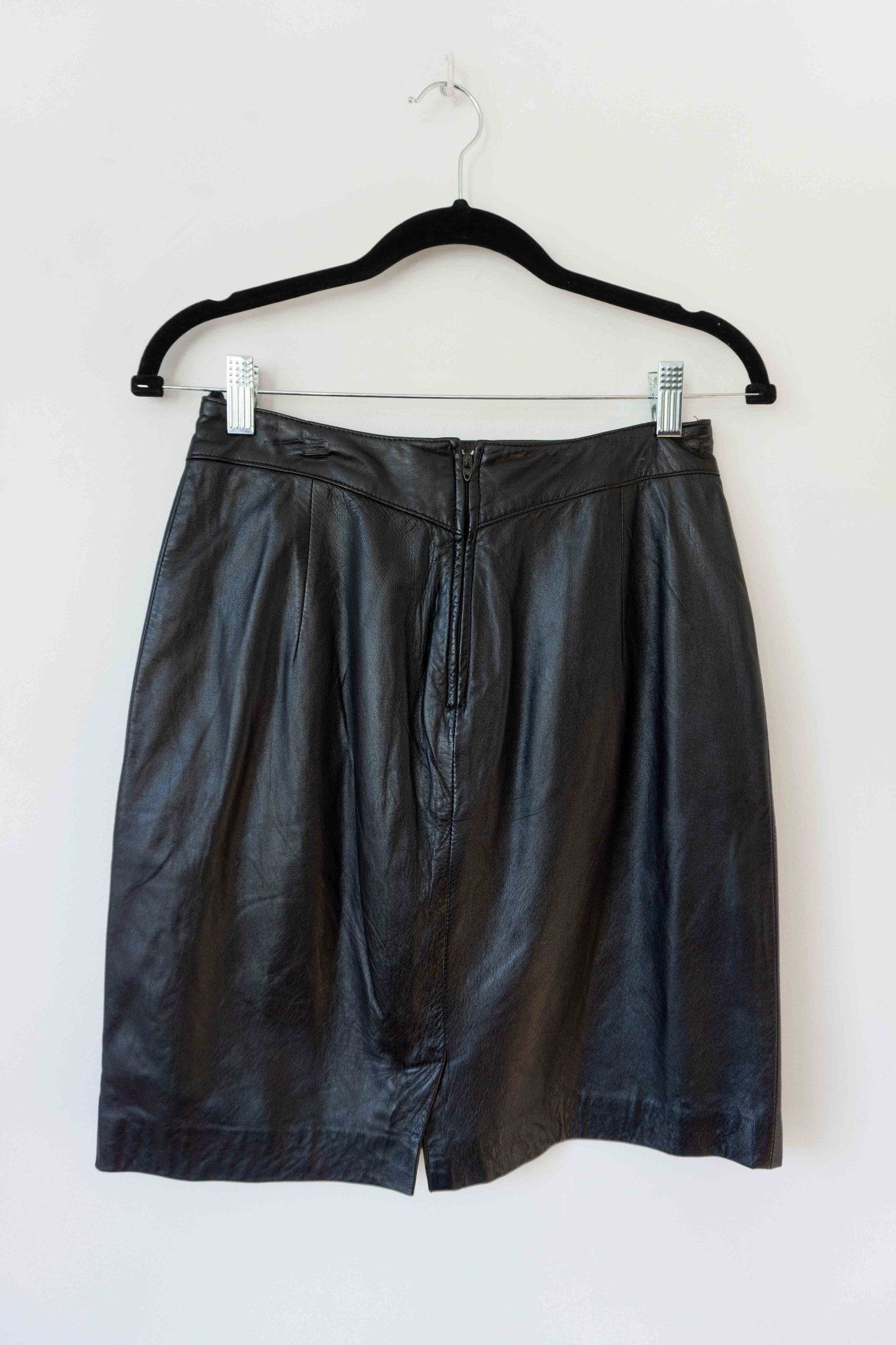 Vintage Lederrock Schwarz – 80s High Waist Leather Skirt, S theplaincircle vintage