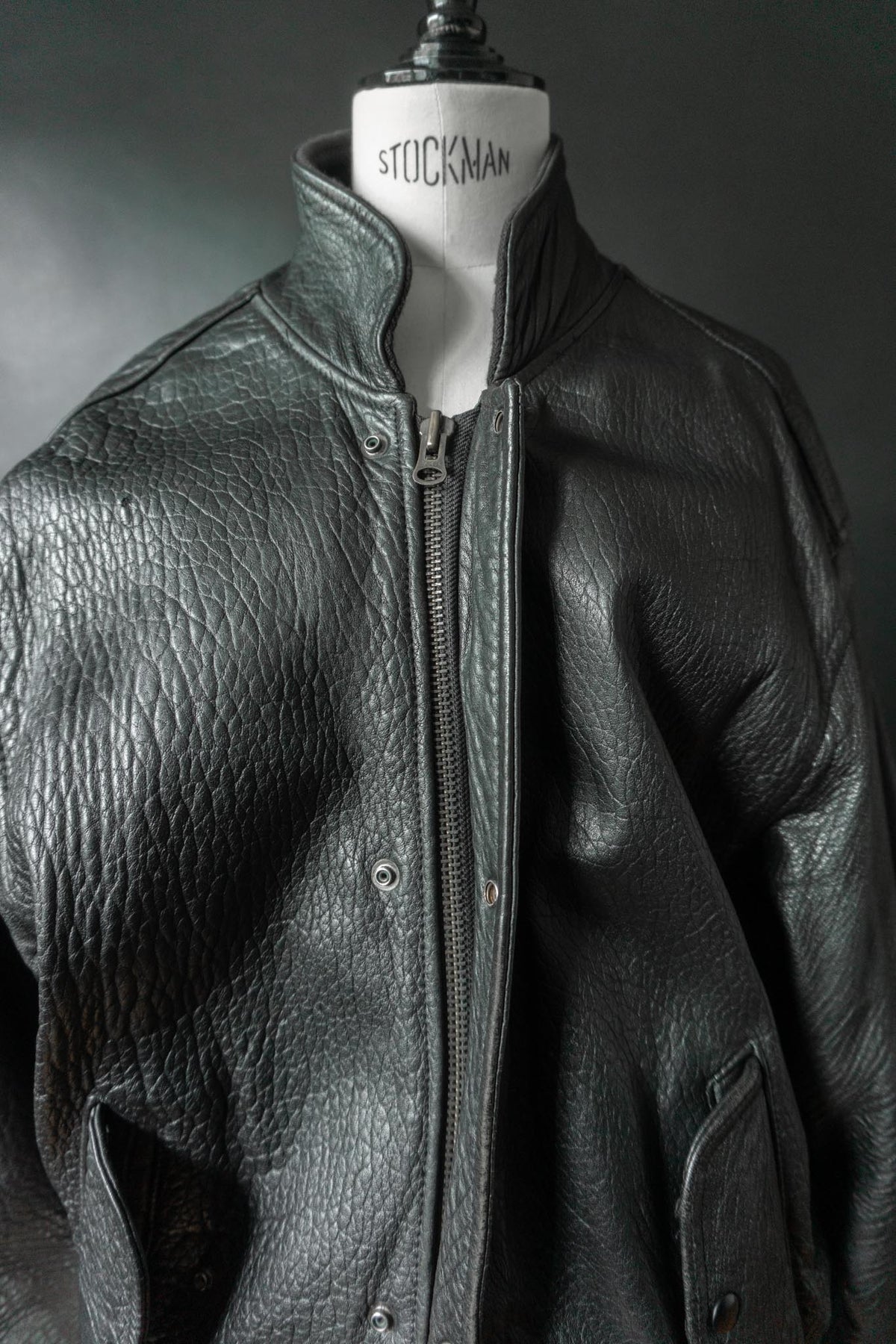 Vintage 80s Bomber Lederjacke, grained Leder, M–L
