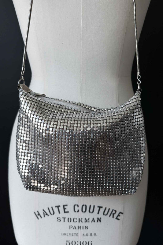 Vintage 80s Silver Mesh Bag – Disco Glam Meets Minimalism theplaincircle vintage