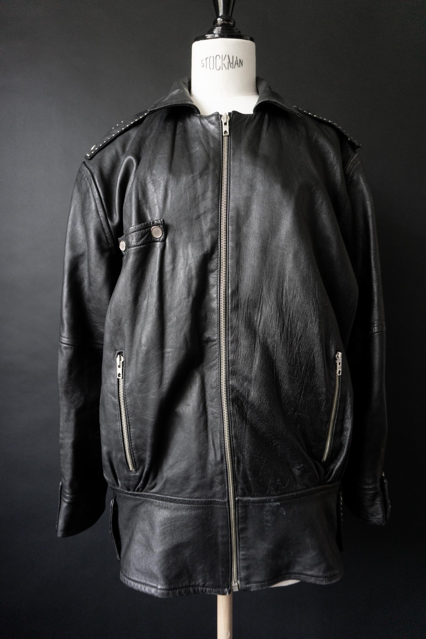 Vintage 80s Nieten Lederjacke, Strass Kolster, M–L theplaincircle vintage