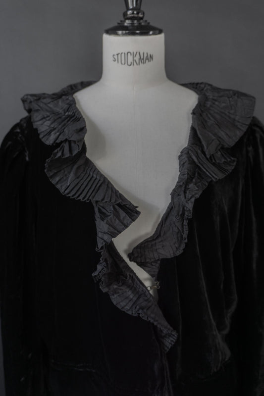 Vintage Vampy Samtbluse, Schwarz, Plus-size