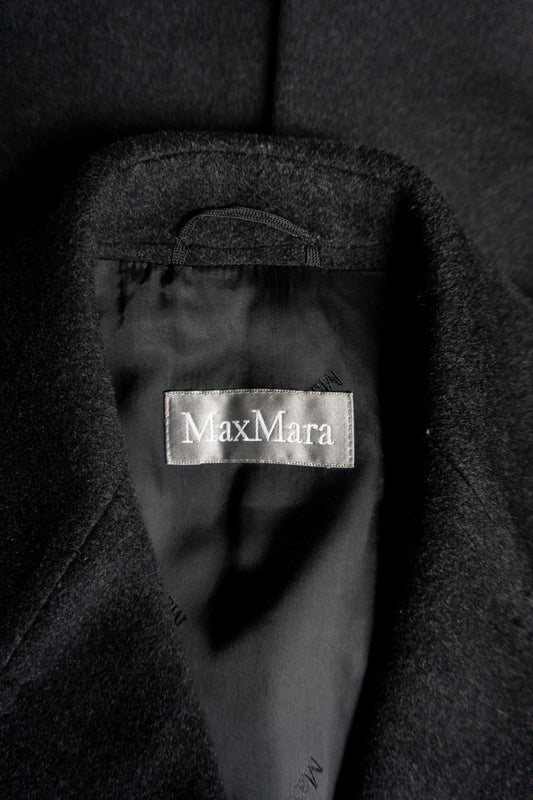 Vintage Max Mara Wollmantel, Anthrazit, S–M